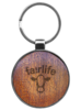 Round Beveled Wood Gunmetal Key Chain