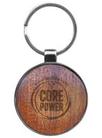 Round Beveled Wood Gunmetal Key Chain